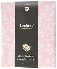 Kushies Pack N Play Playard Sheet, Soft 100% breathable cotton flannel, Made in Canada, Pink Berries