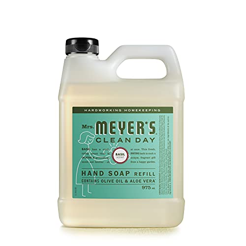 Mrs. Meyer's Clean Day Liquid Hand Soap Refill, Cruelty Free and Biodegradable Hand Wash Made with Essential Oils, Basil Scent, 975 ml