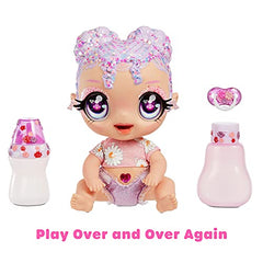 Glitter Babyz Lila Wildboom Baby Doll with 3 Magical Color Changes/Lavender Purple Hair Doll with Flowers on The Outfit and Reusable Diaper, Bottle and Pacifier, Multicolor