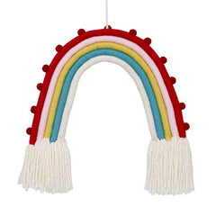 NoJo Rainbow Tapestry & White Yarn Wall Decor, Red, Pink, Yellow, Blue (7113019P)