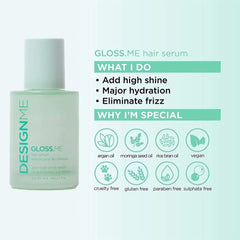 DESIGNME GLOSS.ME Hair Serum with Argan Oil | Anti Frizz Hair Serum | Hair Shine Serum, 80mL