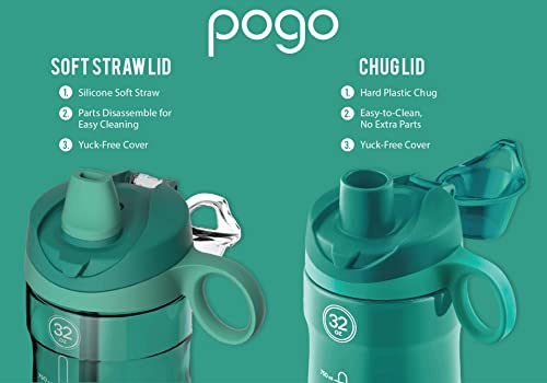 Pogo Tritan Water Bottle with Soft Straw, Teal, 32 Oz.