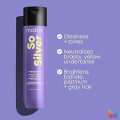 Matrix So Silver Purple Shampoo, Neutralizes Yellow Tones, Neutralizes Brassy Tones, Tones Blonde and Silver Hair, For Blonde, For Silver Hair, For Grey Hair, 1000ml (Packaging May Vary)