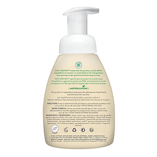 ATTITUDE Foaming Shampoo and Body Wash for Baby & Newborn, EWG Verified, Hypoallergenic Plant- and Mineral-Based Ingredients, Vegan and Cruelty-free, Pear Nectar, 295 mL