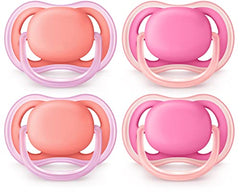 Philips Avent Ultra Air Pacifier 6-18m, pink/peach, 4 pack, SCF245/42