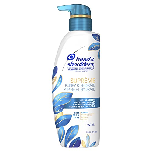 Head & Shoulders Shampoo with Argan Oil & Coconut Extract, Anti-Dandruff Treatment, Supreme Purify & Hydrate, Safe For Color-Treated Hair, 350 mL