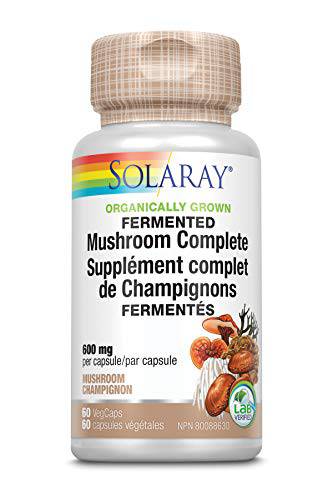 Solaray Organically Grown Fermented Mushroom Complete 600 mg | Healthy Immune Function Support | 60 VegCaps