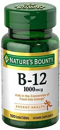 Nature's Bounty Vitamin B12 1000mcg 100 Tablets Helps the Body Metabolize Carbohydrates Fats and Proteins Helps in Normal Immune System Function and to Metabolize Energy, Multi-colored (Packaging May Vary)