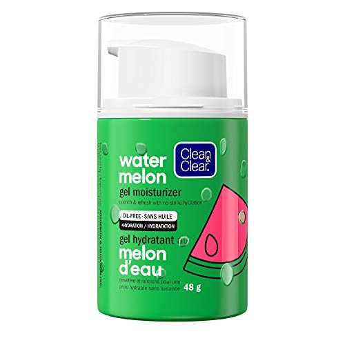 Clean & Clear Hydrating Watermelon Gel Facial Moisturizer, Oil-free Daily Face Gel Cream To Quench & Refresh Dry Skin, Lightweight & No-shine, 48g, 48 grams