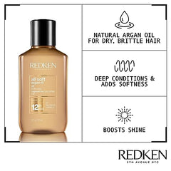 Redken All Soft Argan-6 Oil For Dry Hair Deeply Conditions Hair, Adds Softness and Shine With Argan Oil, 3.7 fl. oz.