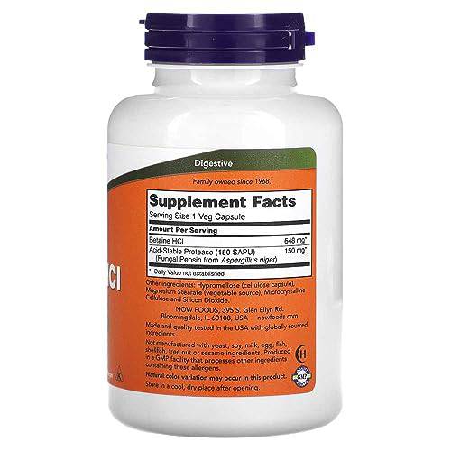 Now Foods Betaine HCL 648mg with protease 120vcap