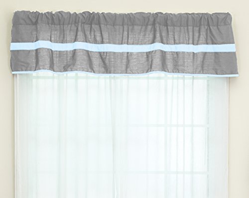 Baby Doll Bedding Solid Stripe Window Valance, Grey/Blue