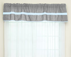 Baby Doll Bedding Solid Stripe Window Valance, Grey/Blue