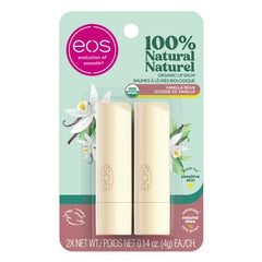 eos 100% Natural & Organic Lip Balm Sphere- Vanilla Bean, All-Day Moisture, Made for Sensitive Skin, 4g, 2-Pack