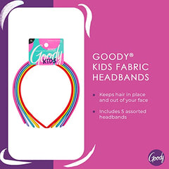 Goody Kids Headband, 5 Piece Multicolour Thin Fabric Headband for Happy Kids