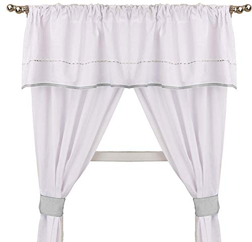 BabyDoll Unique Valance Curtain Set, Grey, 5 Piece