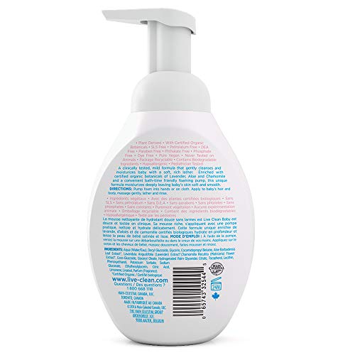 Live Clean Gentle Moisture Tearless Foaming Baby Wash, 265 mL