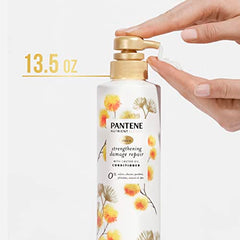 Pantene Sulfate Free Conditioner, Hair Strengthening Anti Frizz Damage Repair with Castor Oil, Safe for Color Treated Hair, Nutrient Blends, 400 mL