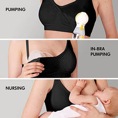 Medela 3 in 1 Nursing and Pumping Bra | Breathable, Lightweight for Ultimate Comfort When Feeding, Electric Pumping or in-Bra Pumping, Black, X-Large