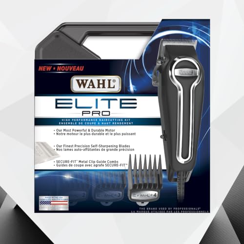 WAHL Canada Elite Pro High Performance Home Hair Cutting Kit, At Home Haircutting, Electric Hair Clipper, Grooming Kit for Men, Electric Hair Clipper, Certified in Canada, Model 3145, Black, 1 Count (Pack of 1)