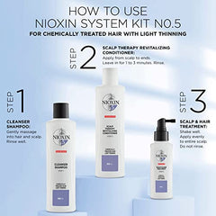 Nioxin System 5 Cleanser Shampoo, Bleached & Chemically Treated Hair with Light Thinning, 10.1 oz