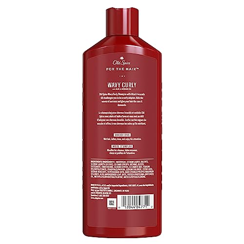 Old Spice Wavy Curly Shampoo with Aloe & Avocado Oil, 13.5 fl oz/400 mL, Green,Red,White