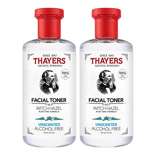 THAYERS Alcohol-Free Witch Hazel Unscented Face Toner Skin Care with Aloe Vera, Natural Gentle Facial Toner, for All Skin Types, Duo Pack (2 x 355mL)