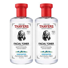 THAYERS Alcohol-Free Witch Hazel Unscented Face Toner Skin Care with Aloe Vera, Natural Gentle Facial Toner, for All Skin Types, Duo Pack (2 x 355mL)