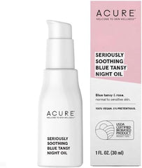 ACURE Seriously Soothing Blue Tansy Night Oil | 100% Vegan | for Dry to Sensitive Skin | Blue Tansy & Rose Oil - antioxidant rich, Soothes & Refreshes | 1 Fl Oz