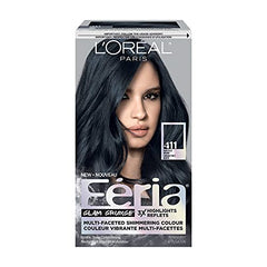 L'Oréal Paris Feria Multi-Faceted Shimmering Permanent Hair Color, 411 Dark Blue Brown, with Aromatic Shimmer Serum, Gentle, Deep Conditioning Hair Color for Women, 1 EA