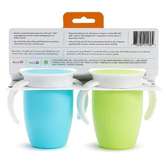 Munchkin Miracle 360˚ Trainer Cup, 7oz, 2Pk, Blue/Green, Blue, Green, 7 Ounce