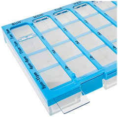 EZY DOSE Weekly (7-Day) Pill Organizer, Vitamin and Medicine Box, Large Compartments with Easy Fill Tray, 4 Times a Day, Clear Lids