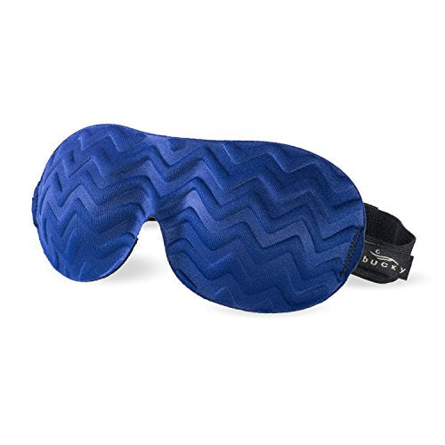 Bucky Chevron Pattern Ultralight & Comfortable Contoured Eye Sleep Mask for Travel & Sleep - Navy Chevron