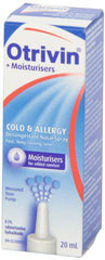 Otrivin Medicated Cold & Allergy Relief with Moisturizers, Measured Dose Mist, 20ml