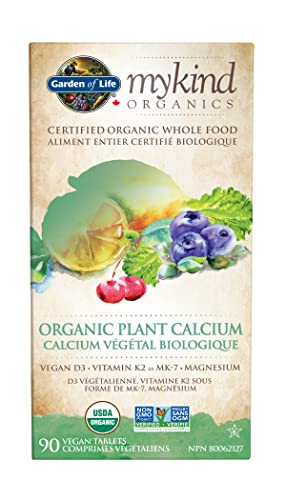 Garden of Life Mykind Organics Organic Plant Calcium, 90's A certified organic plant Calcium formula that includes Vegan D3 and Vitamin K2 as MK-7.Helps in the development and maintenance of bones and teeth.