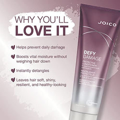 Joico Defy Damage Protective Shampoo and Conditioner Set, for Dry Damaged Hair, Deep Conditioner, Heat Protectant with Moringa Oil, Sulfate Free