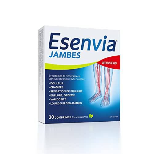 Esenvia Legs Chronic Venous Insufficiency Relief Tablets 34g - Helps Relieves signs and symptoms of Varicose Veins, Spider Veins, Heaviness of the legs,Pain, Swelling, Burning Sensation - 30 Count