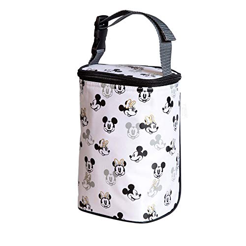 Disney Baby by J.L. Childress TwoCOOL Breastmilk Cooler - Double Baby Bottle & Food Bag - Ice Pack Included - Fits 2-4 Bottles - Insulated & Leak Proof Bottle Bag - Mickey Minnie Ivory