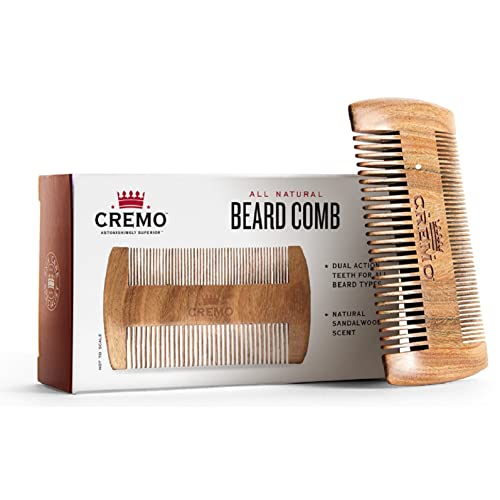 Cremo Dual-Sided 100% Sandalwood Beard Comb That Is Static Free And Won't Pull Or Snag Facial Hair