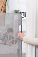 Regalo Retractable Baby Safety Gate, Expands up to 50'' Wide, Includes Wall Mounts, Installation Guide, and Safety Lock Indicator, Grey