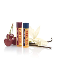 Burt's Bees Moisturizing Lip Balm for Dry Lips, 100% Natural Origin, Vanilla Bean & Wild Cherry - 2 Tubes, 2 Count, Value Pack