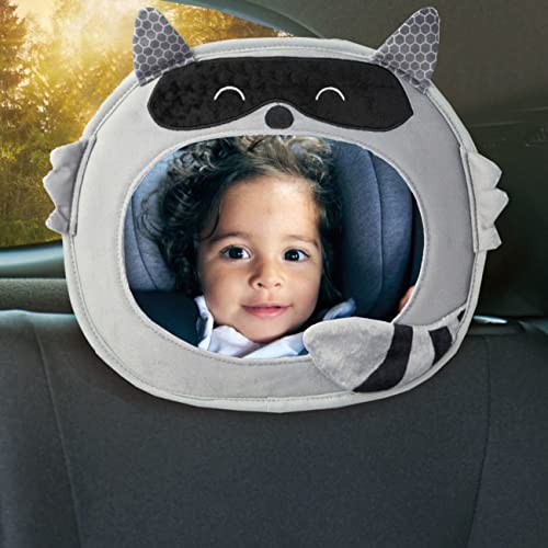 Diono Easy View™ Racoon Character Baby Car Mirror, Safety Car Seat Mirror for Rear facing Infant, Fully Adjustable, Wide Crystal Clear View, Shatterproof, Crash Tested