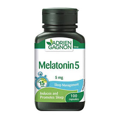 Adrien Gagnon - Melatonin 5 mg, for Faster and Deeper Sleep, 100 Capsules