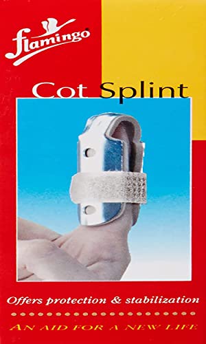 Flamingo Cot Splint Straightening Finger Corrector Brace for Fracture, Muscle - Aluminium with Foam Padding for Immobilises, Burns and Protects Phalanges - Large