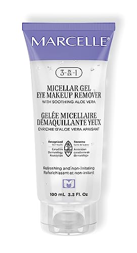 Marcelle 3-in-1 Micellar Gel Eye Makeup Remover with Soothing Aloe, Removes Waterproof Makeup, Reduces Appearance of Dark Circles, Oil-Free, Alcohol-Free, Cruelty-Free, Fragrance-Free, Hypoallergenic, 100 mL