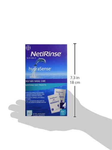 hydraSense NetiRinse Refill Salt Packets, Universal Pre-Measured Self-Mix Packets, Reduces and Relieves Nasal Cold Symptoms, 60 Count