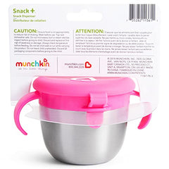 Munchkin® Snack+™ Stainless Steel Snack Catcher with Lid, 9 Ounce, Pink, 1 Pack