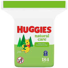 HUGGIES Natural Care Baby Wipes, Refill Pack (184 Sheets Total), Fragrance-free, Alcohol-free, Hypoallergenic