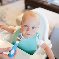 Dr. Brown's Designed to Nourish Soft-Grip Spoon and Fork, Blue & White