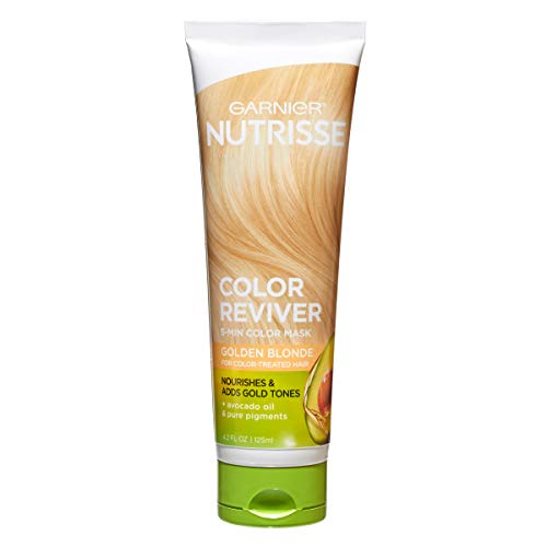 Garnier Nutrisse 5 Minute Nourishing Color Hair Mask with Triple Oils Delivers Day 1 Color Results, for Color Treated Hair, Golden Blonde, 4.2 Fl Oz